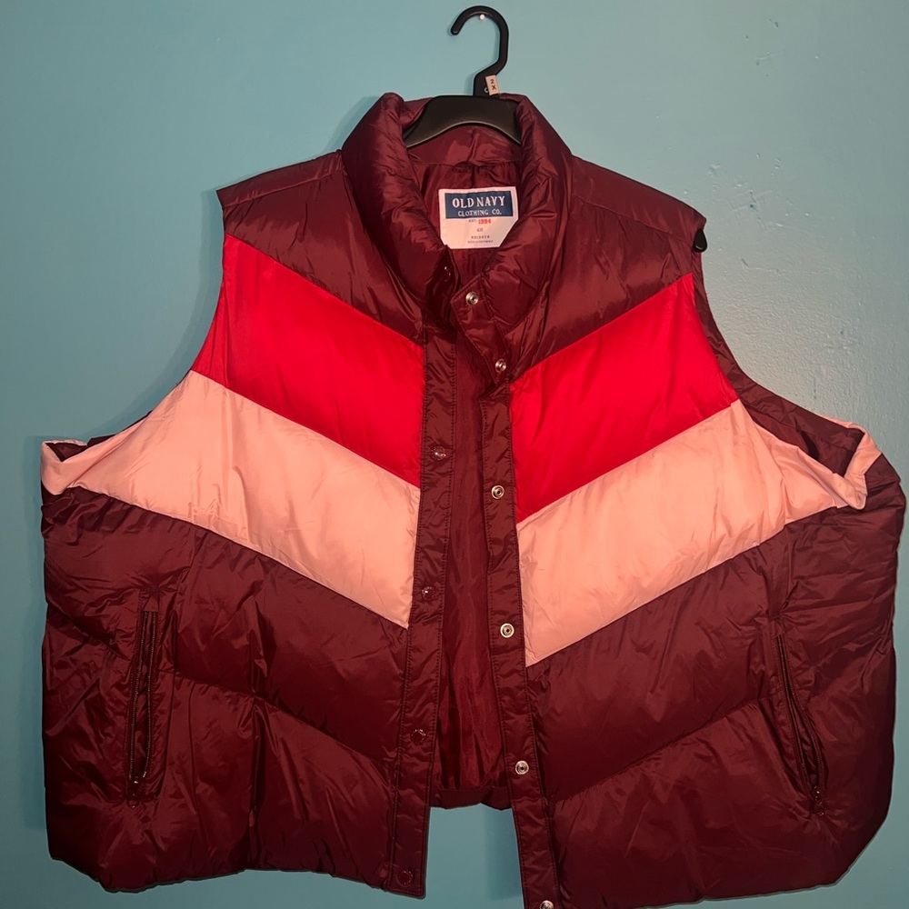 Old Navy Burgundy and Red Puffer Vest